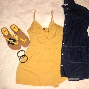 Milk and Honey Spaghetti strap mustard Romper
